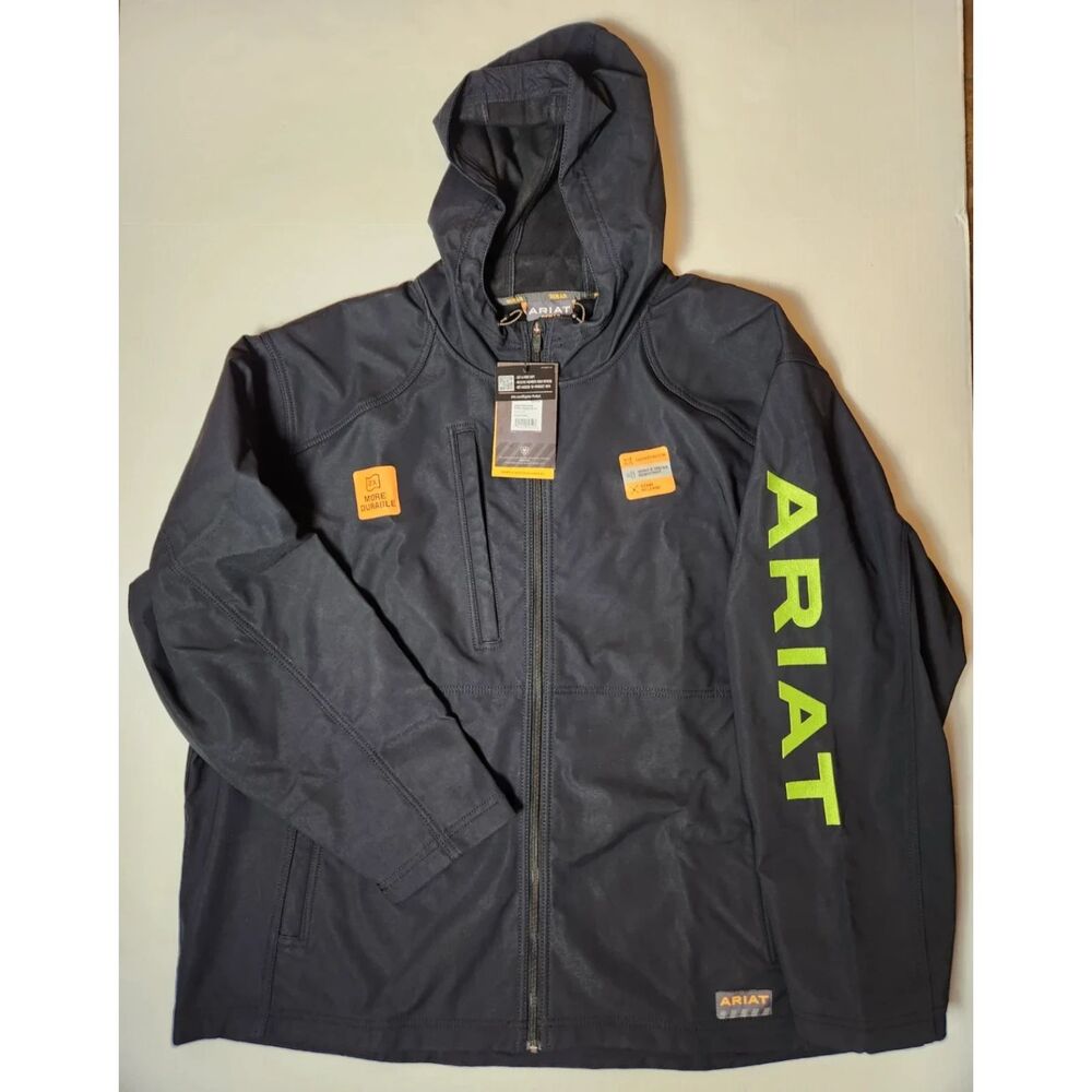 Ariat Rebar Stretch Canvas Softshell Hooded Logo Jacket Men’s 3XL